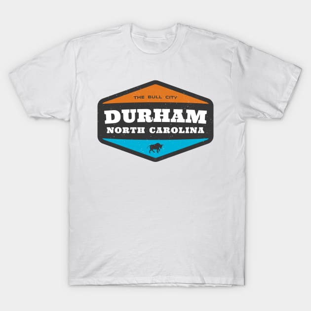 Durham, North Carolina Bull City Tobacco, Food, Tourism T-Shirt by Contentarama